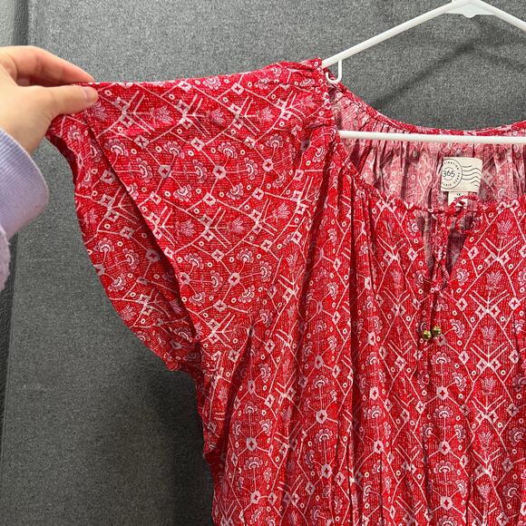 Destination 365 Regular Printed Short-Sleeve Midi Dress Red Abstract Size 1X - Picture 10 of 15